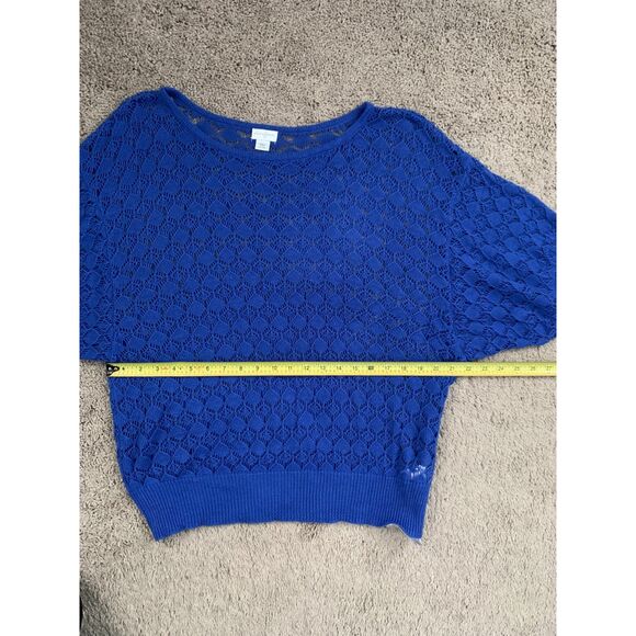 Jaclyn Smith Women Sweater XXL Blue Pullover Open Knit Lightweight Beach Coastal - Picture 7 of 8